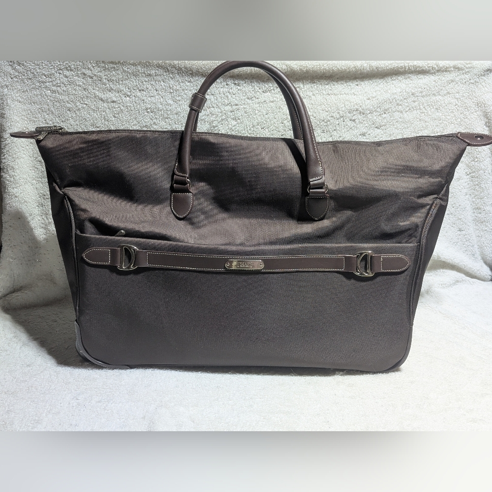CHAPS Rolling Garment Bag Travel Carry On Suitcase Brown